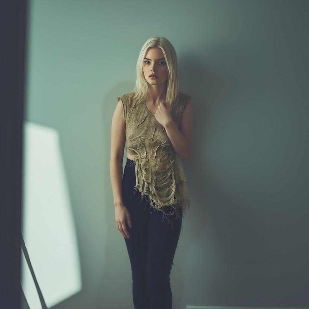 distressed spider net top in gold distressed spider net top in gold