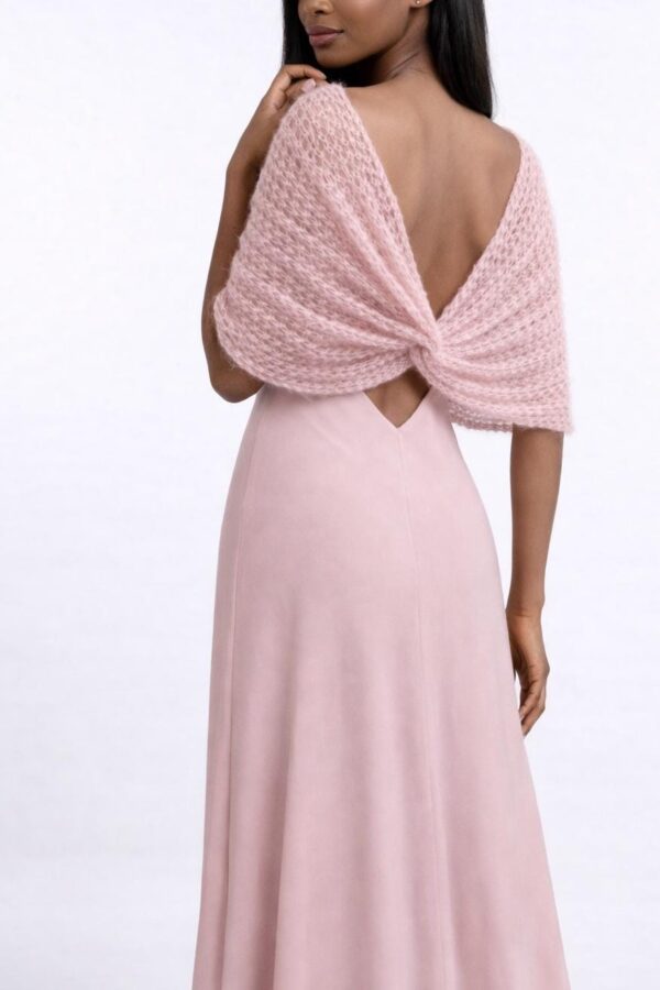 blush mohair bridal shawl with twisted back