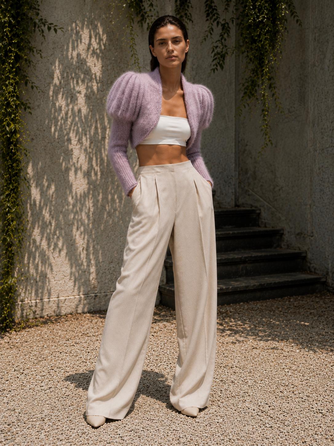 lilac mohair puff sleeve bolero shrug lilac mohair puff sleeve bolero shrug