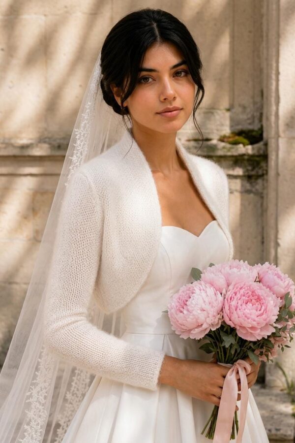 ivory mohair bridal bolero shrug