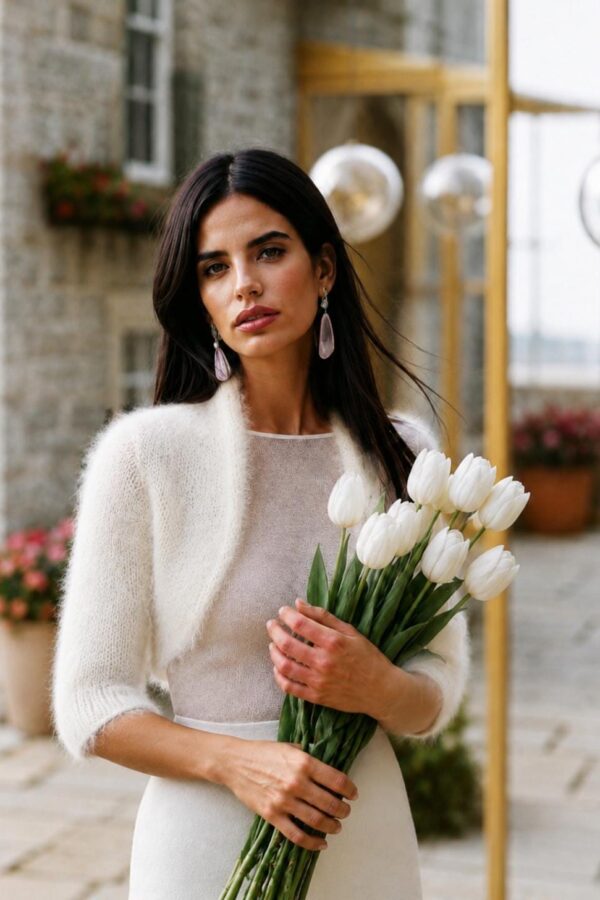 ivory mohair bridal bolero shrug