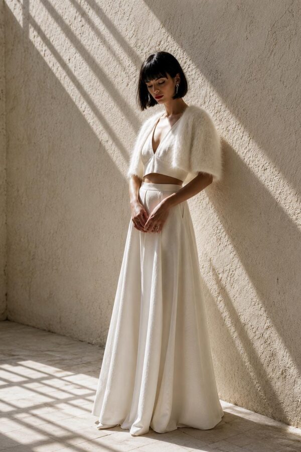ivory mohair bridal bolero