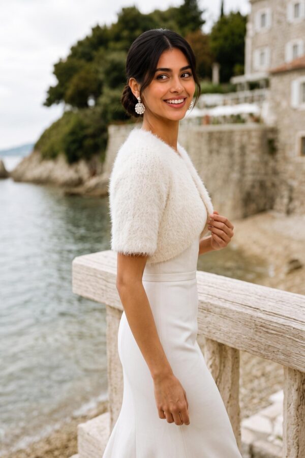 Home ivory mohair bridal bolero