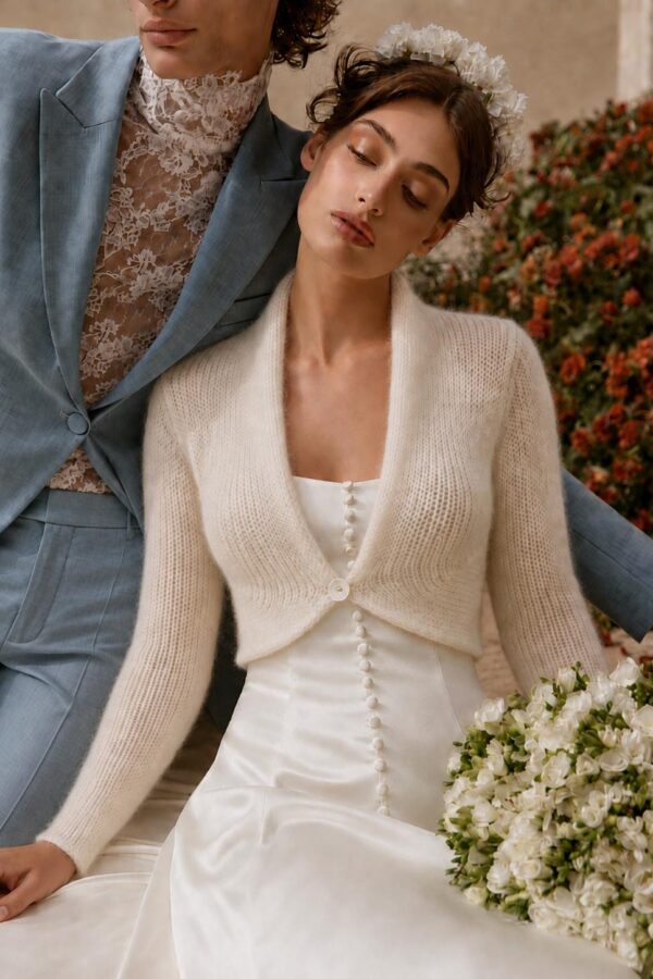 ivory mohair bridal bolero