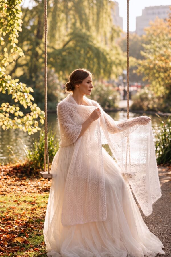 Home cream alpaca mohair bridal shawl