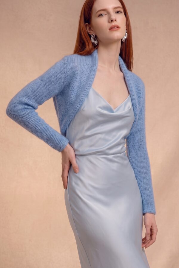 Home light blue brushed alpaca bolero